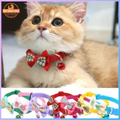 Cat Collar with Bow, Collar with Bell and Bow. Adjustable Cute Pet Collar.