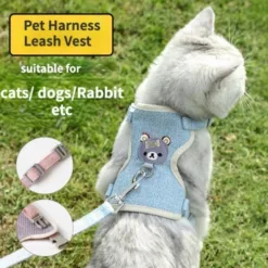 Lovely pet walking bib set for cats