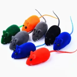 Cat toy mouse makes noise plastic covered with velvet for relaxing play, chasing, chewing and biting